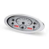 1932 Ford Car MHX Gauge (Metric) Silver Alloy Face, Red Display