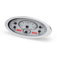 1932 Ford Car MHX Gauge (Metric) - Silver Alloy Face, Red Display