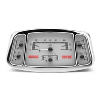1933-34 Ford Car MHX Gauge (Metric) Silver Alloy Face, Red Display