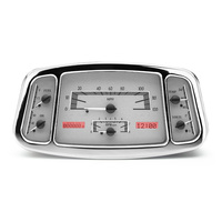 1933-34 Ford Car MHX Gauge (Metric) - Silver Alloy Face, Red Display