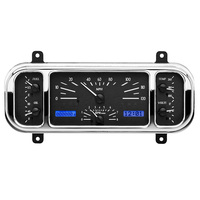 1937-1938 Chevy Car MHX Gauge (Metric) Black Alloy Face, Blue Display