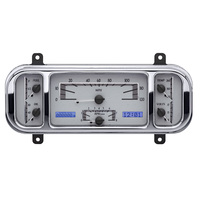 1937-1938 Chevy Car MHX Gauge (Metric) - Silver Alloy Face, Blue Display