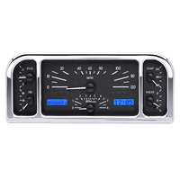 1937-38 Ford Car MHX Gauge (Metric) Black Alloy Face, Blue Display