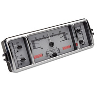 1939 Chevy Car MHX Gauge (Metric) Silver Alloy Face, Red Display