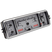 1939 Chevy Car MHX Gauge (Metric) - Silver Alloy Face, Red Display