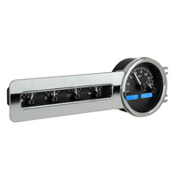 1941-48 Chevy Car MHX Gauge (Metric) - Black Alloy Face, Blue Display