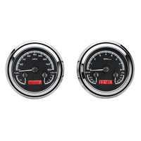 1947-1953 Chevy/GMC Pickup MHX Instruments (Metric) - Black Alloy Face, Red Display