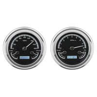 1947-1953 Chevy/GMC Pickup MHX Instruments (Metric) - Black Alloy Face, White Display