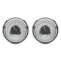 1947-1953 Chevy/GMC Pickup MHX Instruments (Metric) - Silver Alloy Face, White Display