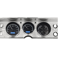 1964-65 Chevy Chevelle/El Camino MHX Instruments (Metric) Black Alloy Face, Blue Display
