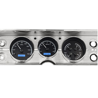 1964-65 Chevy Chevelle/El Camino MHX Instruments (Metric) - Black Alloy Face, Blue Display