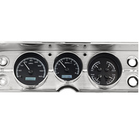 1964-65 Chevy Chevelle/El Camino MHX Instruments (Metric) - Black Alloy Face, White Display