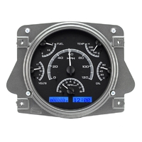 1966-77 Ford Bronco MHX Instruments (Metric) Black Alloy Face, Blue Display