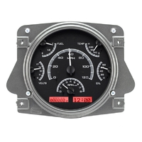 1966-77 Ford Bronco MHX Instruments (Metric) Black Alloy Face, Red Display