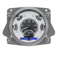 1966-77 Ford Bronco MHX Instruments (Metric) Silver Alloy Face, Blue Display