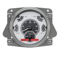 1966-77 Ford Bronco MHX Instruments (Metric) Silver Alloy Face, Red Display