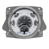 1966-77 Ford Bronco MHX Instruments (Metric) Silver Alloy Face, White Display