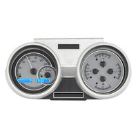1966-67 Oldsmobile Cutlass MHX Instruments (Metric) Silver Alloy Face, Blue Display