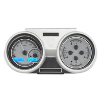 1966-67 Oldsmobile Cutlass MHX Instruments (Metric) - Silver Alloy Face, Blue Display
