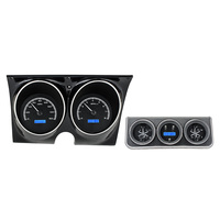 1967 Camaro with Console gauges MHX Instruments (Metric) - Black Alloy Face, Blue Display