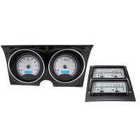 1968 Camaro with Console gauges MHX Instruments (Metric) Silver Alloy Face, Blue Display