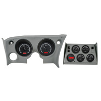 1968-77 Chevy Corvette MHX Instruments (Metric) w/Angalog Clock - Black Alloy Face, Red Display