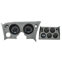 1968-77 Chevy Corvette MHX Instruments (Metric) w/Angalog Clock - Black Alloy Face, White Display