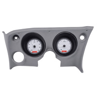 1968-77 Chevy Corvette MHX Instruments (Metric) w/Angalog Clock - Silver Alloy Face, Red Display