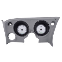 1968-77 Chevy Corvette MHX Instruments (Metric) w/Angalog Clock - Silver Alloy Face, White Display
