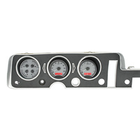 1968 Pontiac GTO/Lemans/Tempest MHX Instruments (Metric) - Silver Alloy Face, Red Display