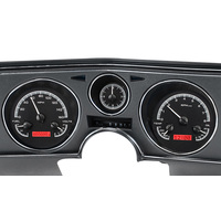 1969 Chevy Chevelle/Malibu/El Camino MHX Instruments (Metric) w/Angalog Clock - Black Alloy Face, Red Display