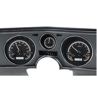 1969 Chevy Chevelle/Malibu/El Camino MHX Instruments (Metric) w/Angalog Clock - Black Alloy Face, White Display