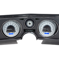 1969 Chevy Chevelle/Malibu/El Camino MHX Instruments (Metric) w/Angalog Clock - Silver Alloy Face, Blue Display