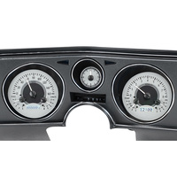1969 Chevy Chevelle/Malibu/El Camino MHX Instruments (Metric) w/Angalog Clock - Silver Alloy Face, White Display