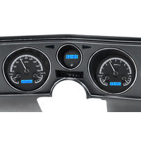 1969 Chevy Chevelle/Malibu/El Camino MHX Instruments (Metric) - Black Alloy Face, Blue Display