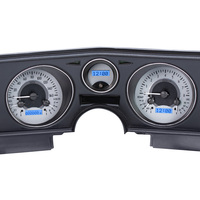 1969 Chevy Chevelle/Malibu/El Camino MHX Instruments (Metric) - Silver Alloy Face, Blue Display
