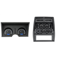 1978-82 Chevy Corvette MHX Instruments (Metric) w/Analog Clock - Black Alloy Face, Blue Display