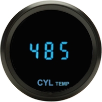 Odyssey Series II 2-1/16" Cylinder Head Temperature Gauge - Chrome Bezel, Teal Display