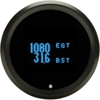 Odyssey Series II 3-3/8" Fuel/Volts/Oil Pressure/Water Temperature Gauge - Black Bezel, Teal Display