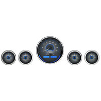 Universal Five Gauge Round VHX Instrument in MPH - Carbon Fibre Face, Blue Display