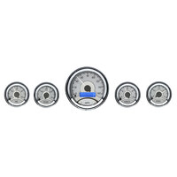 Universal 5 Round Gauge Kit - Silver Alloy Face, Blue Display