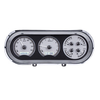 1963-65 Chevy Nova VHX Analog Instruments - Silver Alloy Face, White Display