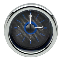 3" Round Universal VHX Analog Clock - Carbon Fibre Face, Blue Display