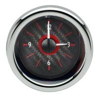 3" Round Universal VHX Analog Clock - Carbon Fibre Face, Red Display