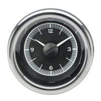 3" Round Universal VHX Analog Clock - Black Alloy Face, Blue Display