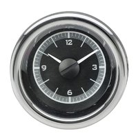 3" Round Universal VHX Analog Clock - Black Alloy Face, White Display
