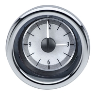 3" Round Universal VHX Analog Clock - Silver Alloy Face, White Display