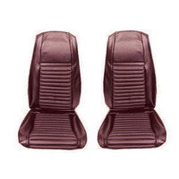 Mach 1 Front Bucket Seat Upholstery (Dark Red/Stripe)