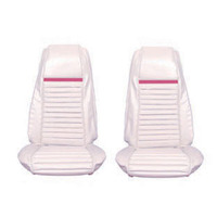 Mach 1 Front Bucket Seat Upholstery (White/Grey Stripe)