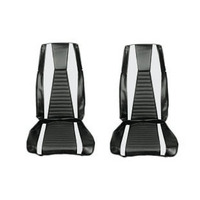Mach 1 Front Bucket Seat Upholstery (Black/Grey Stripe)